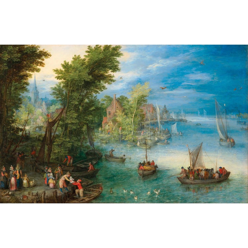 Puzzle 900 pièces - Paysage De Riviere Jan Bruegel