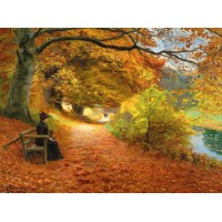 Puzzle 750 pices - Chemin Boise En Automne Hans Brendekilde