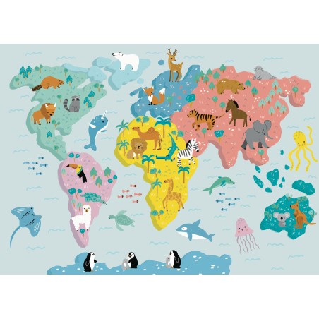 Puzzle 24 pièces - Carte Du Monde Illustree Dominika