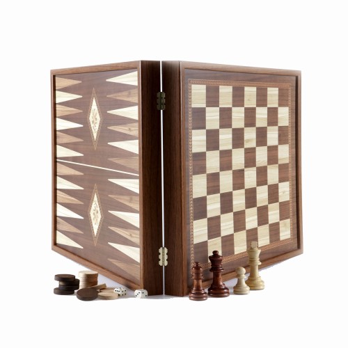 Echecs Backgammon 27Cm Noyer