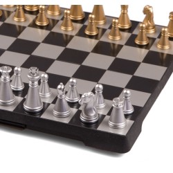 Coffret d'échecs magnétique pliant or et argent - petit modèle