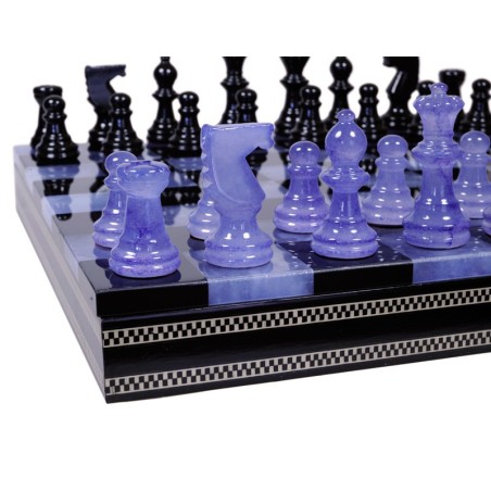 Coffret d'Echecs de Luxe en Albâtre Violet & Noir