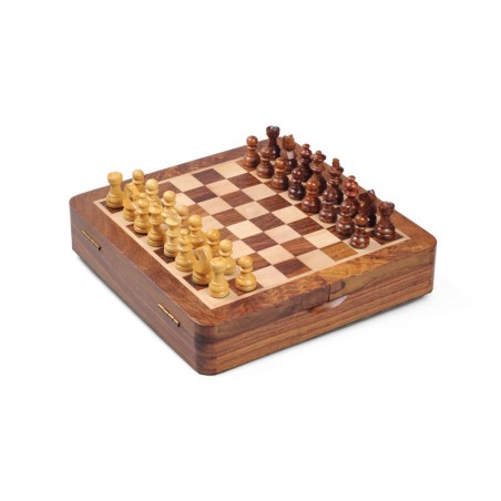 Coffret d'échecs en bois magnétique 27cm