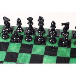 Coffret d'échecs Luxe Albatre Vert et Noir 35cm