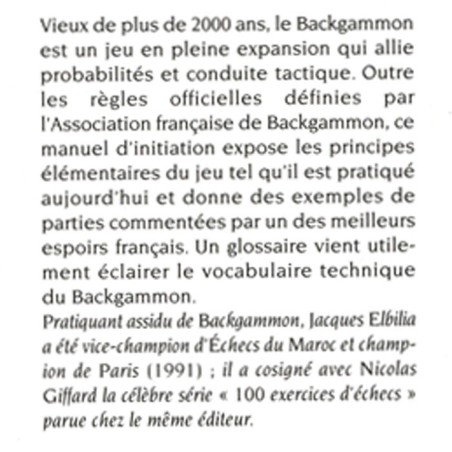 ELBILIA - Backgammon règle du jeu