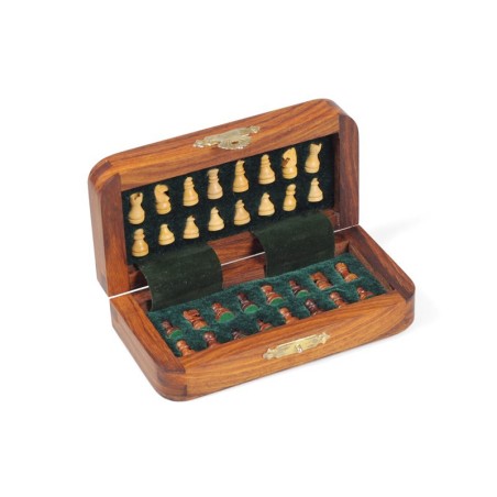 Mini coffret d'échecs en palissandre magnétique pliant