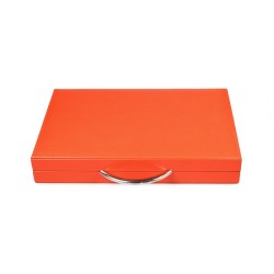 Backgammon de luxe cuir orange
