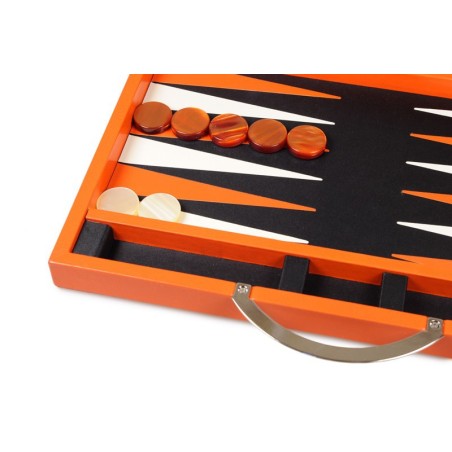 Backgammon de luxe cuir orange