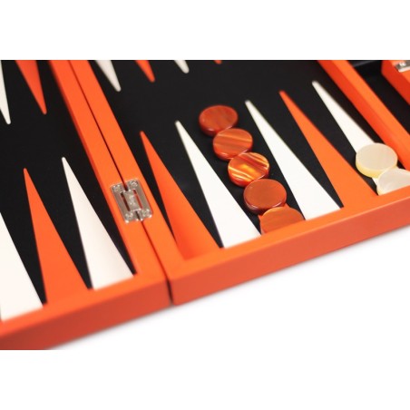 Backgammon de luxe cuir orange