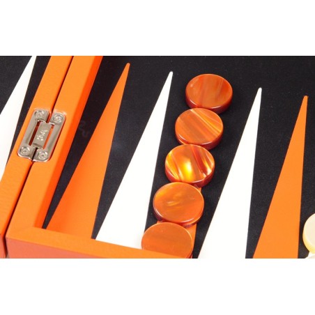 Backgammon de luxe cuir orange