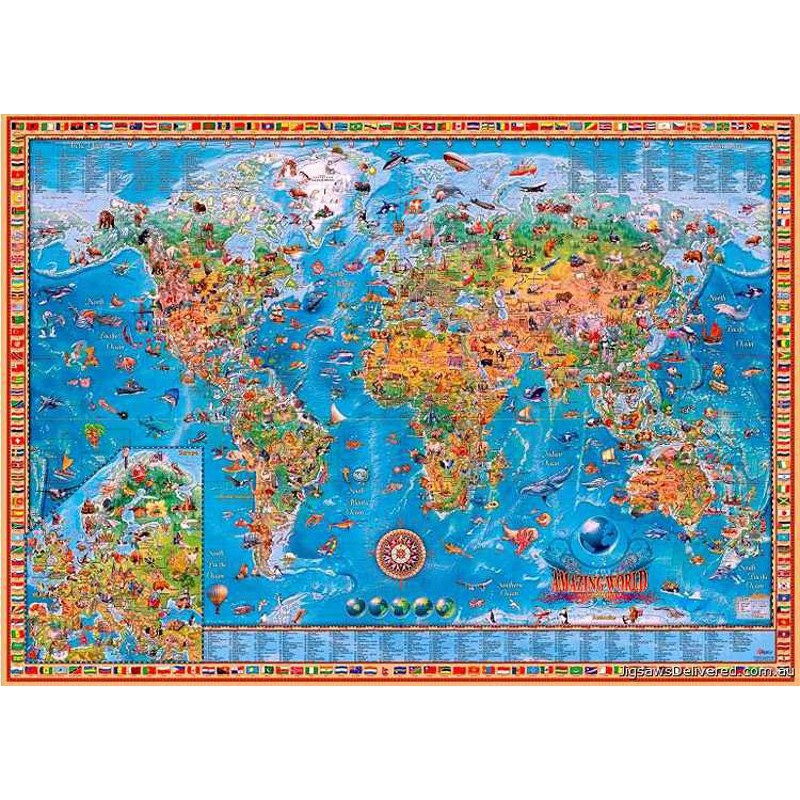 XXL Puzzle Carte du monde 2000 pièces - Le monde - 97 x 68 cm Carte Premium  2020 MAPS IN MINUTES - Jeux Commandez dès maintenant! Close Up